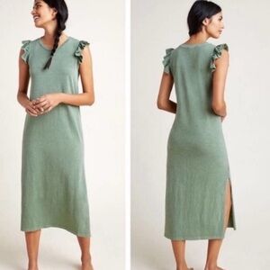 Sundry Ayana Ruffle Sleeve Midi Dress Green Size 0